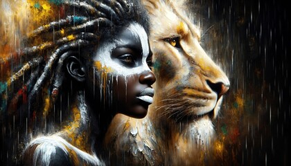 Memories of Africa - portrait woman and lion