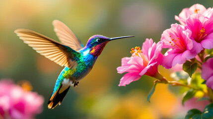 Fototapeta premium Vibrant Hummingbird in Flight