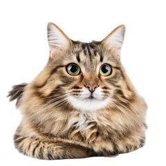 Fototapeta premium Cat - Looking Curiously, Funny, Scared - Sitting or Standing on White Background / Transparent - Ginger, Tabby, White, Black - Beautiful and Cute Cat Breed - Maine Coon, Siberian, Norwegian, Angora