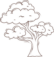 outline tree doodle cartoon