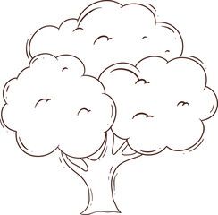 outline tree doodle cartoon