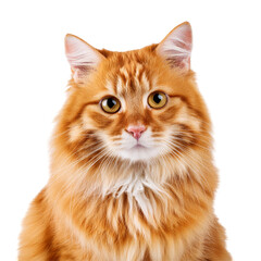 Fototapeta premium Cat - Looking Curiously, Funny, Scared - Sitting or Standing on White Background / Transparent - Ginger, Tabby, White, Black - Beautiful and Cute Cat Breed - Maine Coon, Siberian, Norwegian, Angora