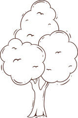 outline tree doodle cartoon