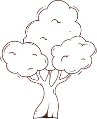 outline tree doodle cartoon