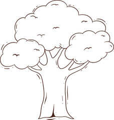 outline tree doodle cartoon