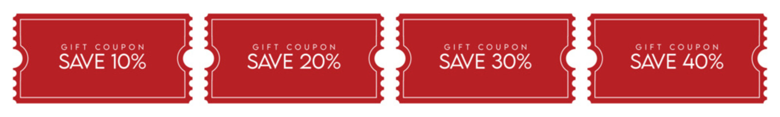 Gift coupon set. Discount coupon template isolated on transparent. Vector ticket collection