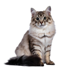 Obraz premium Cat - Looking Curiously, Funny, Scared - Sitting or Standing on White Background / Transparent - Ginger, Tabby, White, Black - Beautiful and Cute Cat Breed - Maine Coon, Siberian, Norwegian, Angora
