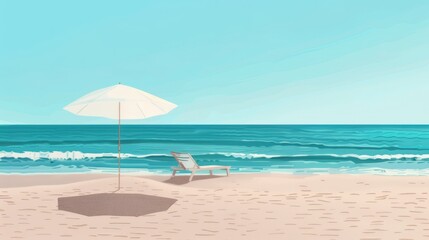 Fototapeta premium Clean and minimalistic portrayal of a serene beach vacation