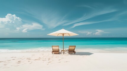 Fototapeta premium Clean and unembellished view of a minimalist beach holiday experience