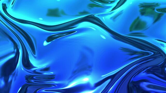 A visually striking abstract animation of a blue liquid metal surface. The smooth, organic forms create a sense of movement and fluidity, perfect for adding depth and dimension to any project.