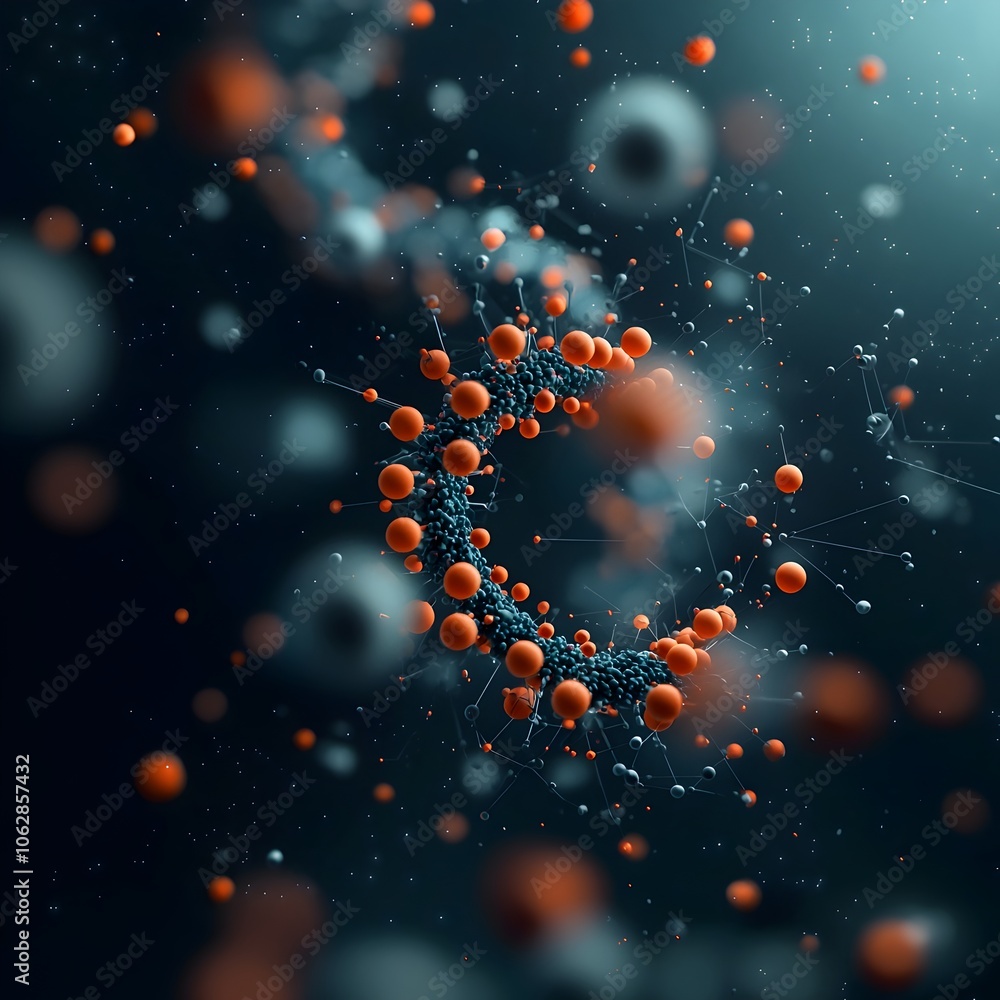 Poster glowing molecular formations captivating kaleidoscopic patterns of intricate particle symmetry in a 