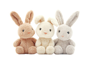 Soft plush rabbit bunny toy isolated on transparent background for children.