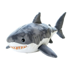 Fototapeta premium Soft plush shark toy isolated on transparent background for children