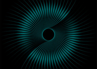 Dark blue minimal circular lines abstract glowing futuristic tech background. Vector digital art rays design