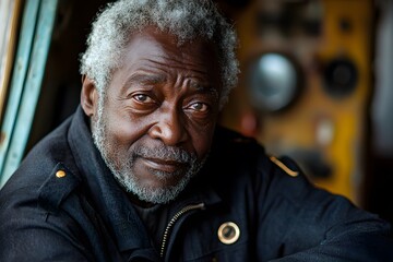 Obraz premium Elderly man with gray beard reflecting in thoughtful portrait inside cozy setting