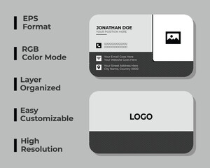 Modern visiting card, double sided corporate business card, personal visiting card, simple name card, minimal name card, layout, set