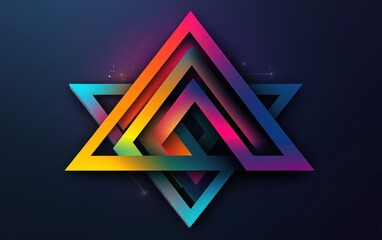 Dynamic infographic featuring three large, colorful triangles that overlap, each with unique shades, placed on a rich dark gradient background 
