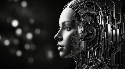 Abstract Artificial Intelligence background, Technology background, 