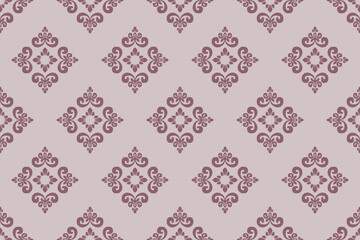 Ikat paisley embroidery on the fabric in Indonesia,India and asian countries, background, curtain, carpet, wallpaper, clothing, wrapping, Batik, vector illustration.