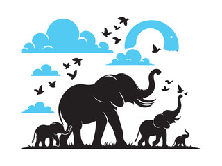 Elephant silhouette vector art white background And  mandala line art illustration pattern art tattoo,