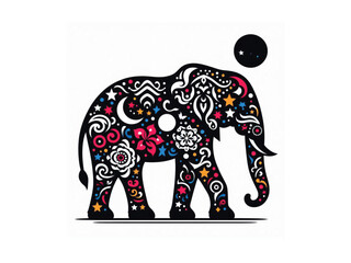 Elephant silhouette vector art white background And  mandala line art illustration pattern art tattoo,