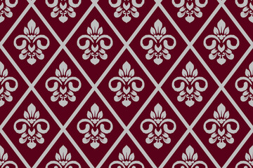 Ikat paisley embroidery on the fabric in Indonesia,India and asian countries, background, curtain, carpet, wallpaper, clothing, wrapping, Batik, vector illustration.