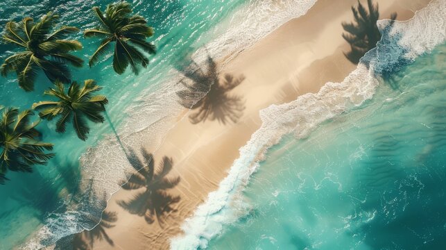 Elevated view of a tranquil beach scene ideal for a holiday retreat