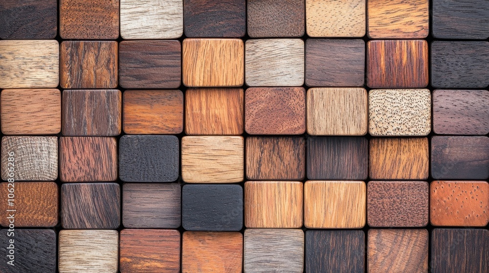 Poster a visually captivating arrangement of various wooden blocks, showcasing diverse colors and textures 
