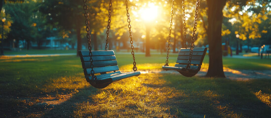 Warm Evening Light in a Vibrant Park Landscape