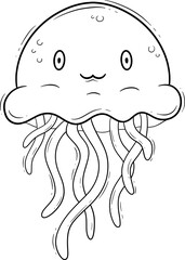 adorable jellyfish cartoon outline