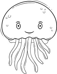 adorable jellyfish cartoon outline
