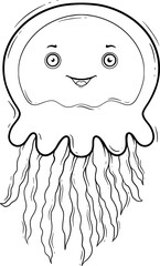 adorable jellyfish cartoon outline