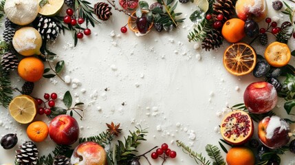 Inviting winter fruit layout with space for your logo or message