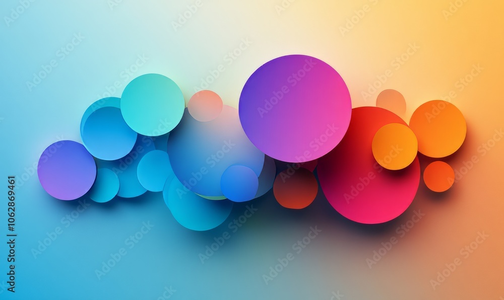 Poster this features minimalist abstract concept of business contacts, showcasing circular shapes in gradie