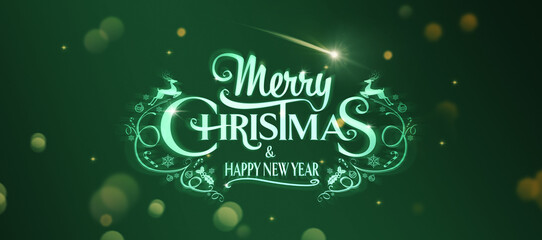 Christmas and Happy New Year wishes with bokeh lights