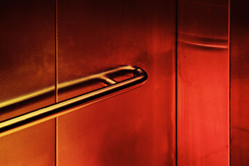 Horror and creepy inside elevator with red color tone.