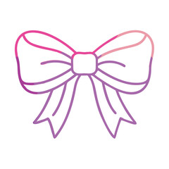 Cute bow illustration with ribbon tails, perfect for gift wrapping, celebrations, or festive decoration, isolated on white.