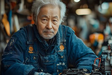 Experienced artisan in workshop: portrait of a skilled craftsman