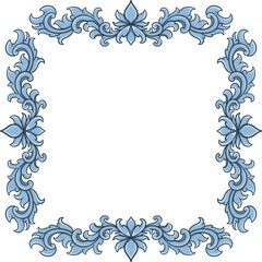 blue elegant frame vintage with a floral design