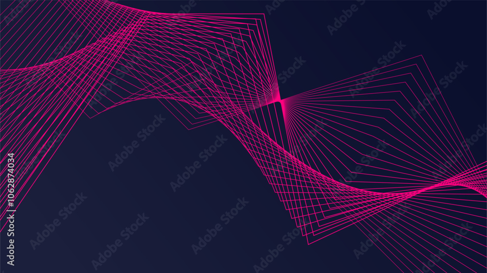 Aufkleber abstract pink geometric lines on dark background creating dynamic wave pattern design