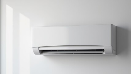 A close-up of split-type air conditioner parts, featuring parts of an home AC system in a stylish installation
