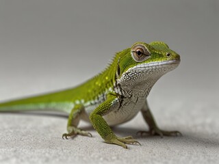 Fototapeta premium green lizard on a white background,lizard on a branch,green lizard on a branch