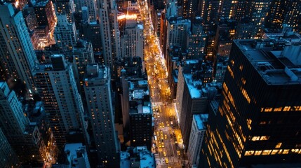 Obraz premium Aerial View of a Cityscape at Night