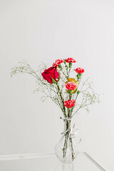 Carnation, Baby's Breath & Rose Arrangement