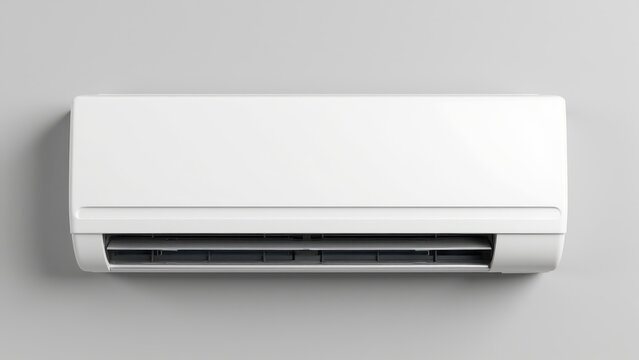 A detailed wall-mounted split system AC unit, highlighting parts of an home AC system and advanced technology