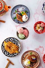 ice cream in the balls on the table