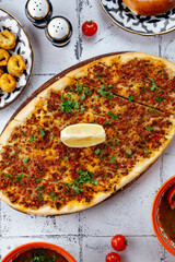 Georgian pie with filling on a plate