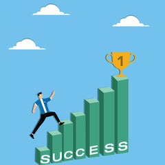 Businessmen are committed to progress or journey to success to achieve their goals