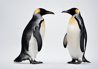 Fototapeta premium A penguin is standing on a white background.