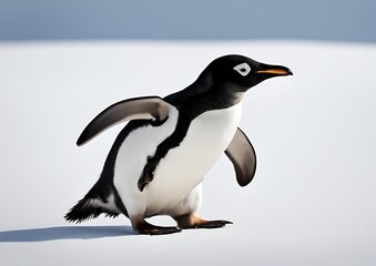 A penguin is standing on a white background.
